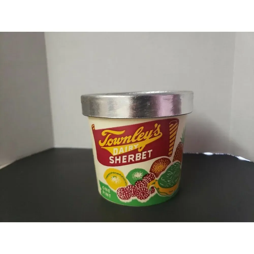 Vintage Townley Dairy Sherbet Ice Cream With Lid Oklahoma City OK Empty NOS U289